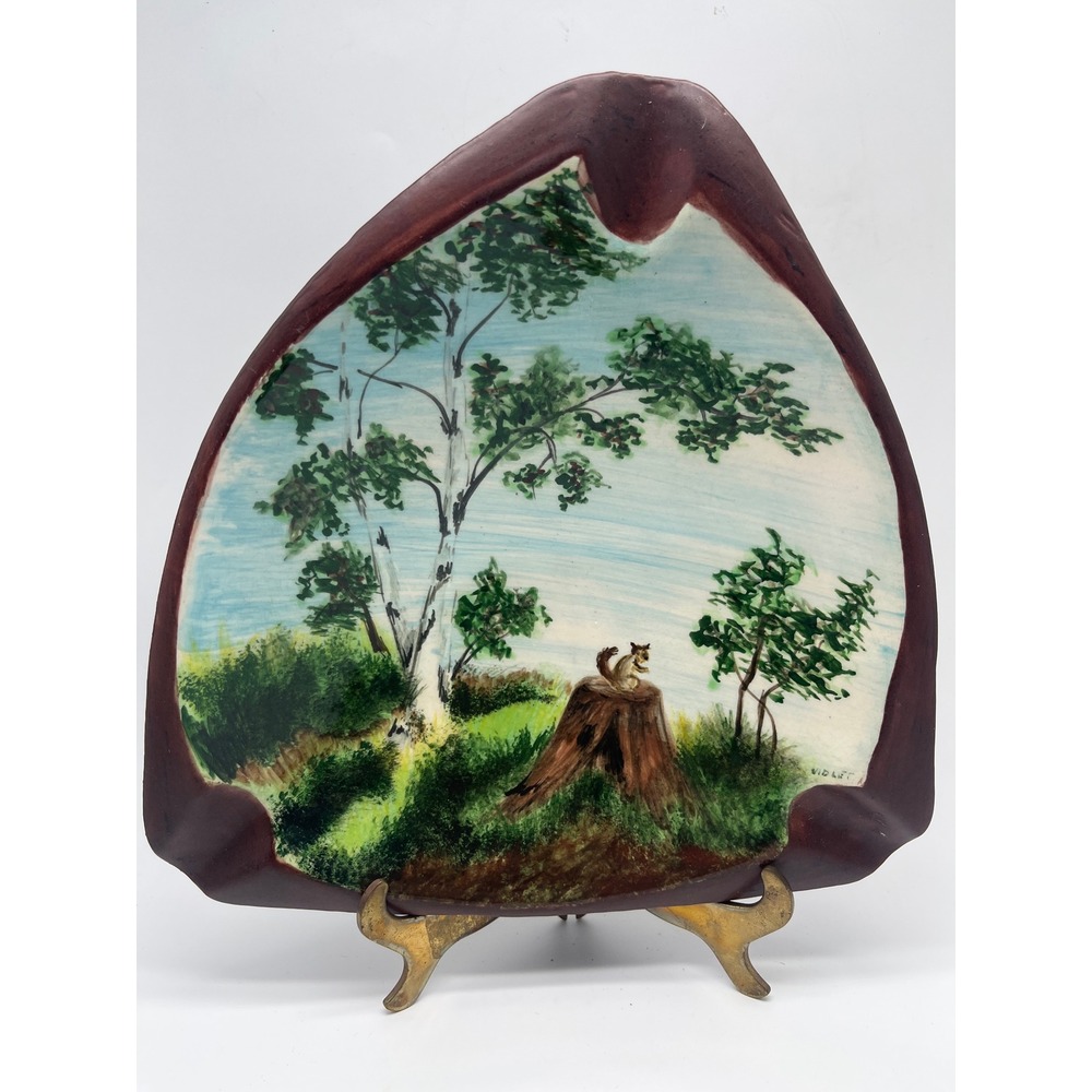Vintage Mid century Handpainted Ashtray signed‎ Tobacciana